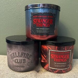 Bath and Body Works STRANGER THINGS 3-wick Candle Bundle New Upside Down